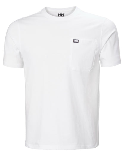 White coloured Helly Hansen Mens Hudson T-Shirt on white background 