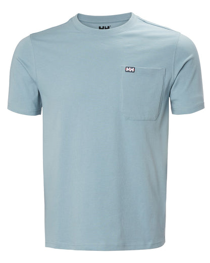 Windy Blue coloured Helly Hansen Mens Hudson T-Shirt on white background 