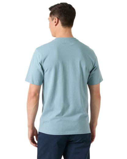 Windy Blue coloured Helly Hansen Mens Hudson T-Shirt on white background 
