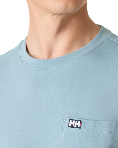 Windy Blue coloured Helly Hansen Mens Hudson T-Shirt on white background 