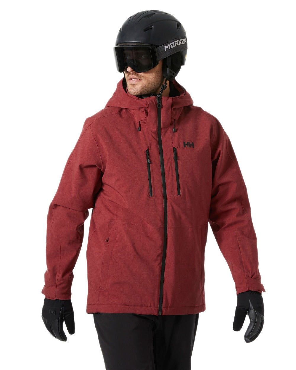 Mars Red Coloured Helly Hansen Mens Juniper 3.0 Jacket on white background 