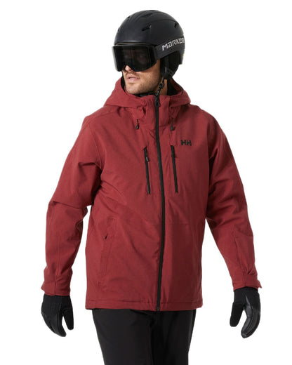 Mars Red Coloured Helly Hansen Mens Juniper 3.0 Jacket on white background 