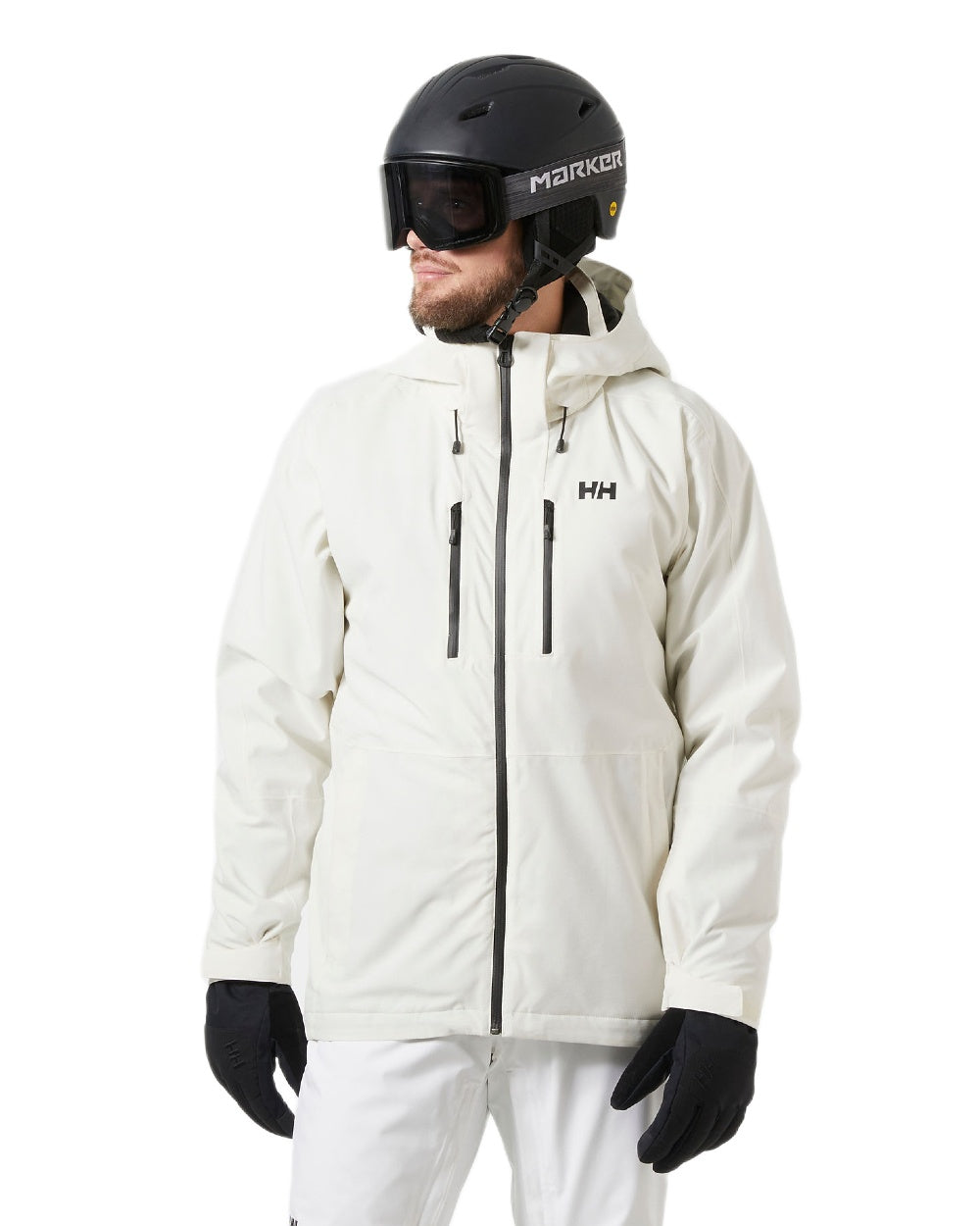 Snow Coloured Helly Hansen Mens Juniper 3.0 Jacket on white background 
