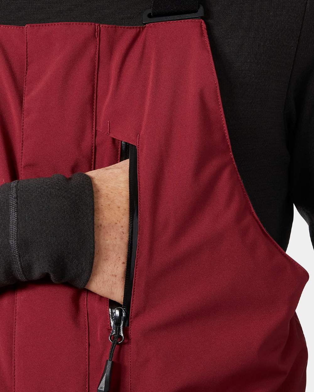 Mars Red Coloured Helly Hansen Mens Legendary Insulated Bib Pants on white background 