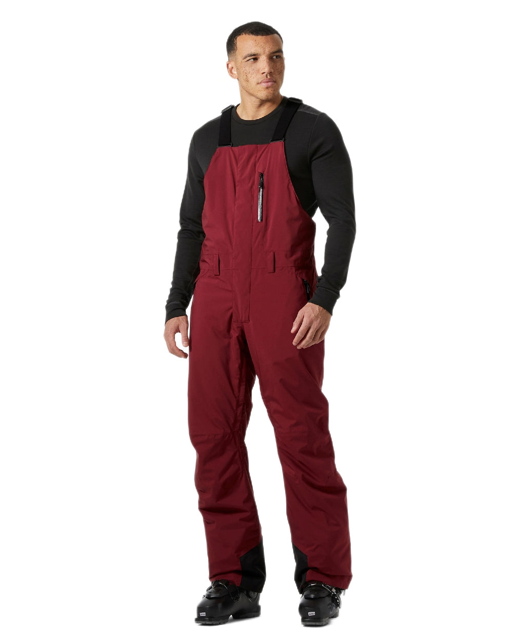 Mars Red Coloured Helly Hansen Mens Legendary Insulated Bib Pants on white background 