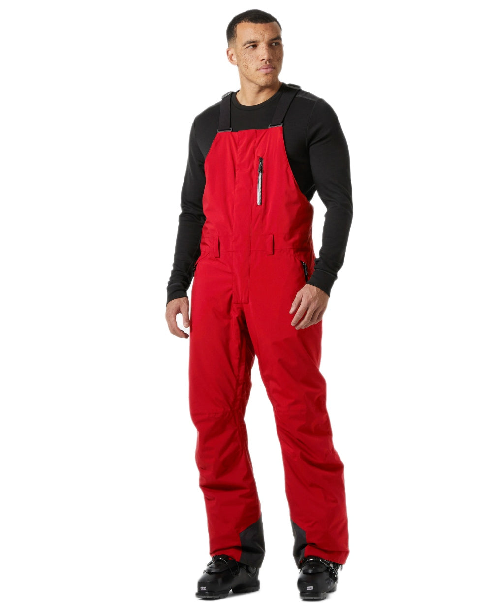 Red Coloured Helly Hansen Mens Legendary Insulated Bib Pants on white background 