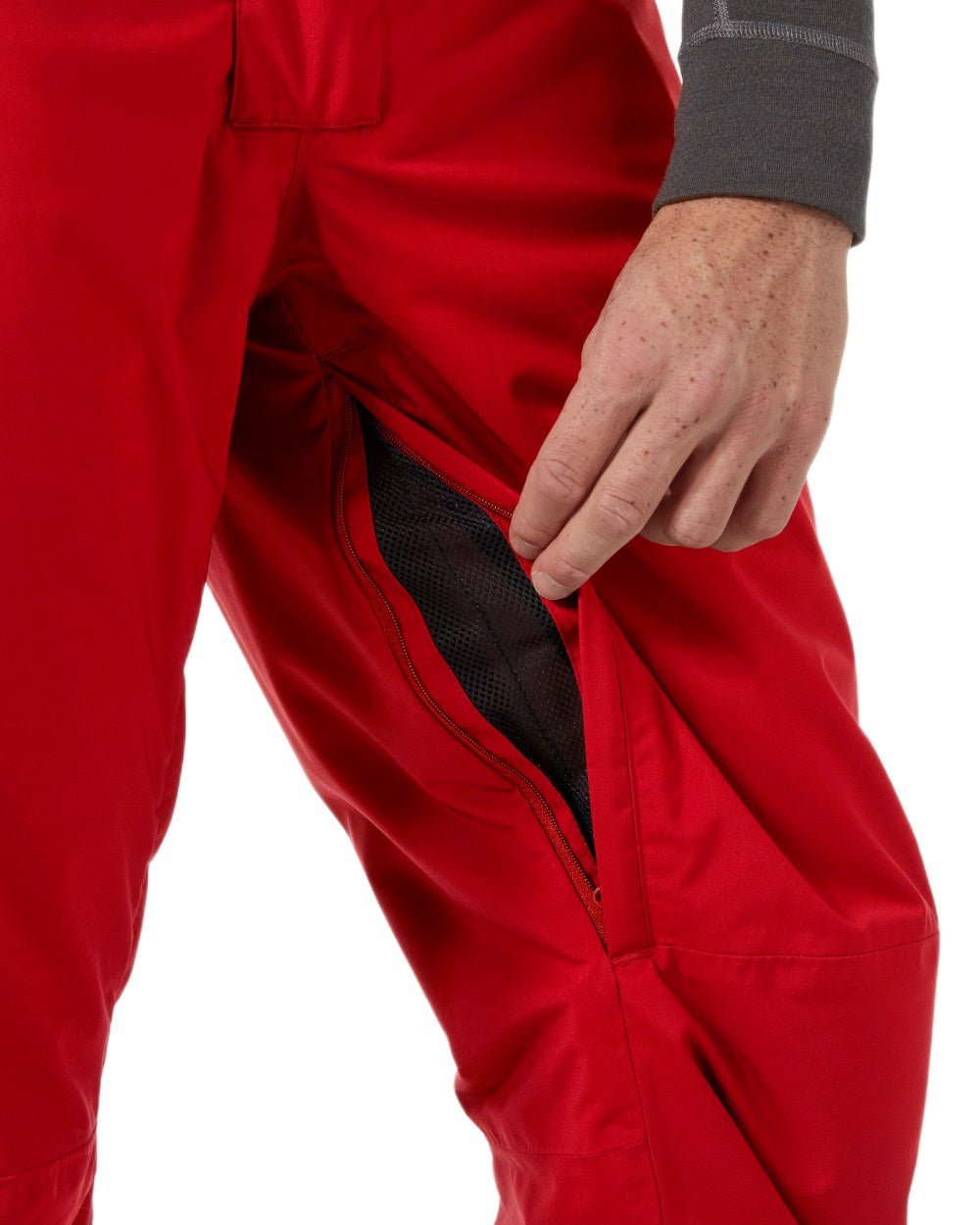 Red Coloured Helly Hansen Mens Legendary Insulated Bib Pants on white background 