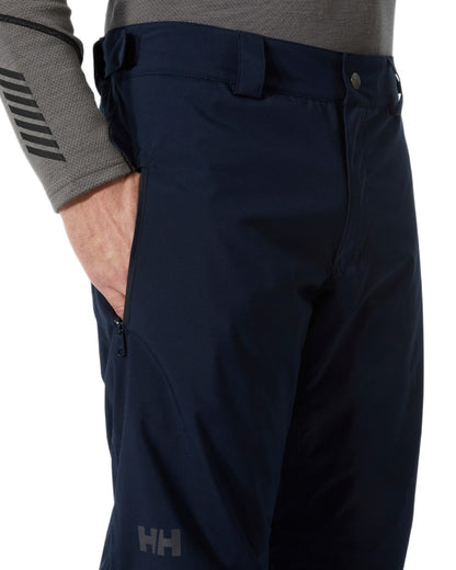 Navy Coloured Helly Hansen Mens Legendary Insulated Ski Pants on white background 