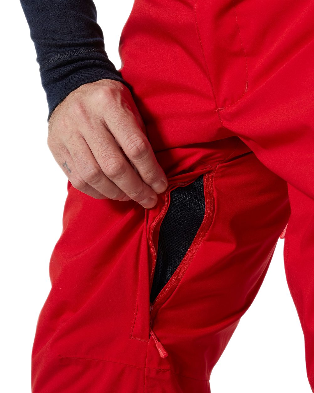 Red Coloured Helly Hansen Mens Legendary Insulated Ski Pants on white background 