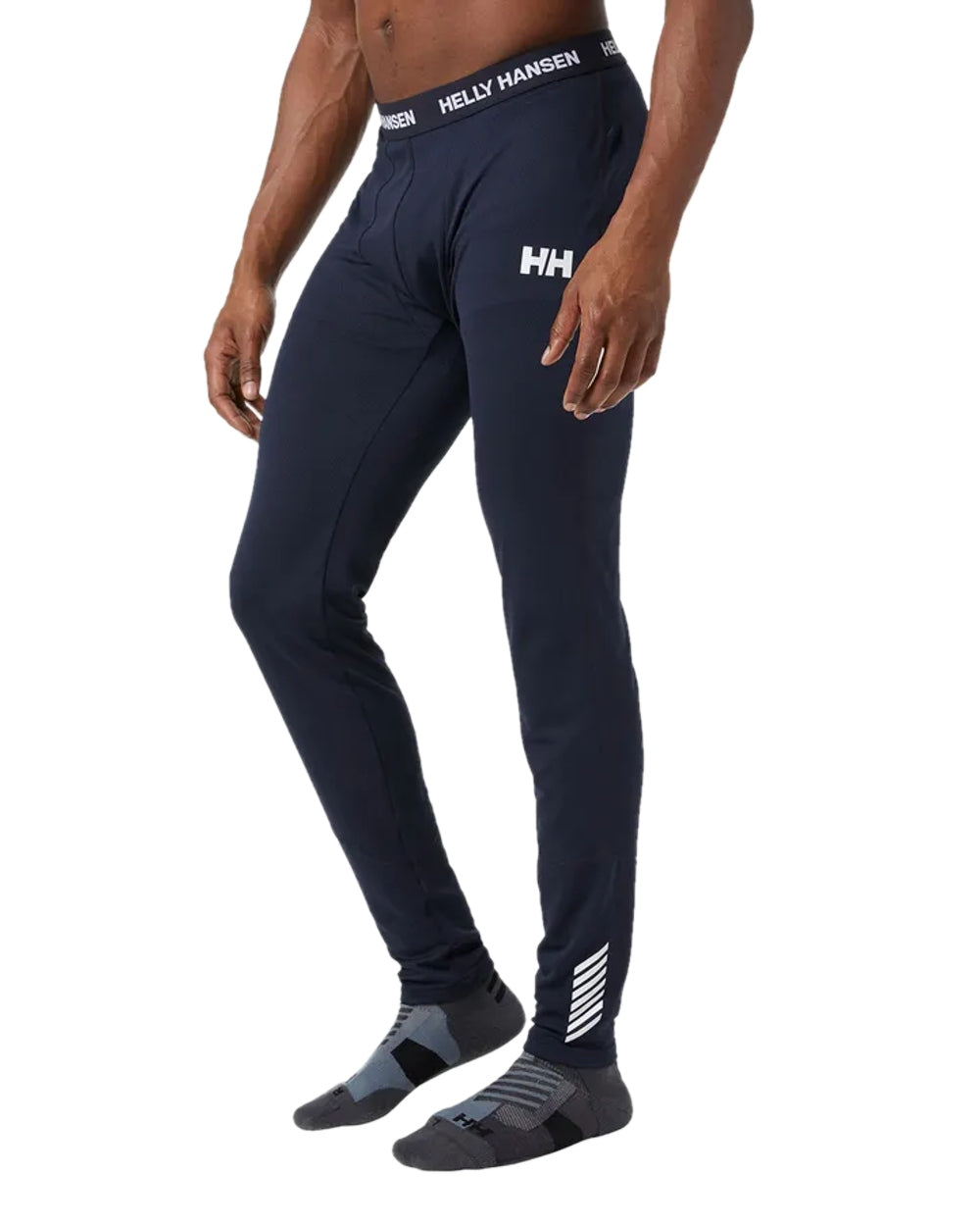 Navy Coloured Helly Hansen Mens Lifa Active Base Layer Pants on white background 