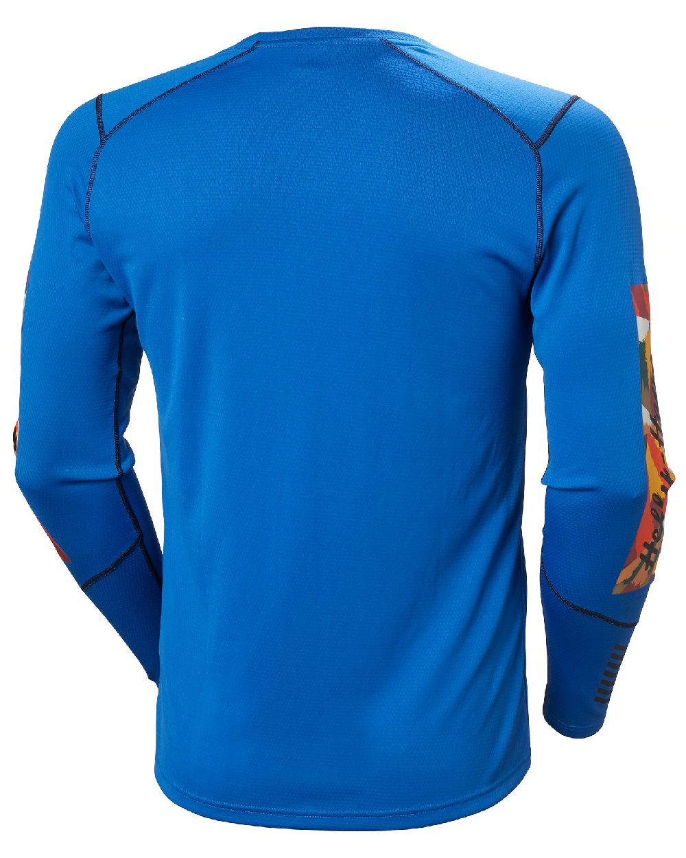 Cobalt 2 Apres Print Coloured Helly Hansen Mens Lifa Active Crew Base Layer on white background 