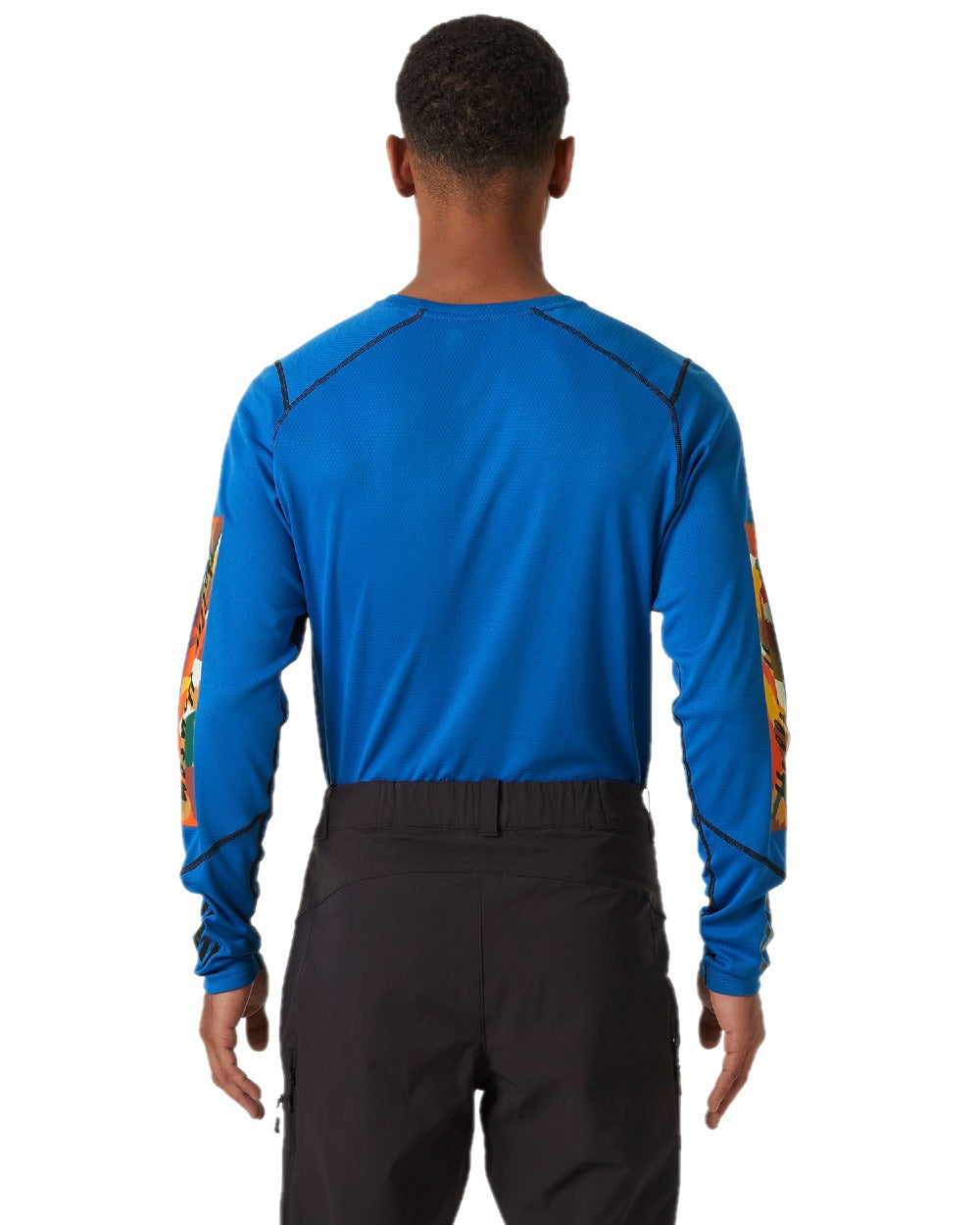 Cobalt 2 Apres Print Coloured Helly Hansen Mens Lifa Active Crew Base Layer on white background 