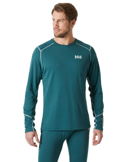 Dark Creek Coloured Helly Hansen Mens Lifa Active Crew Base Layer on white background 