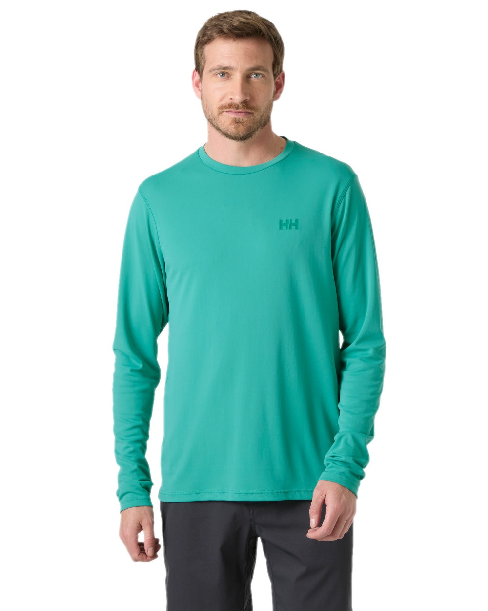 Dark Mint Coloured Helly Hansen Mens Lifa Active Solen Base Layer on white background 