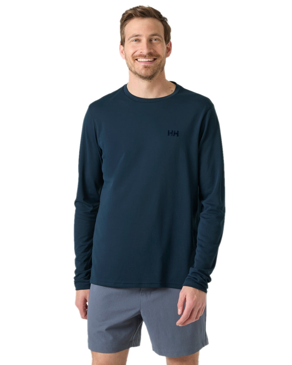 Navy Coloured Helly Hansen Mens Lifa Active Solen Base Layer on white background 