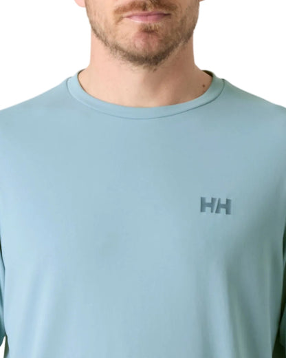 Windy Blue coloured Helly Hansen Mens Lifa Active Solen Base Layer on white background 
