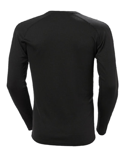 Black Coloured Helly Hansen Mens Lifa Active Stripe Crew Base Layer on white background 