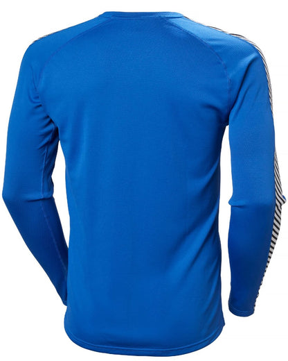 Cobalt 2 Coloured Helly Hansen Mens Lifa Active Stripe Crew Base Layer on white background 