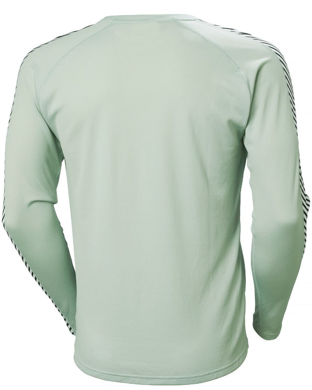 Green Mist Coloured Helly Hansen Mens Lifa Active Stripe Crew Base Layer on white background 