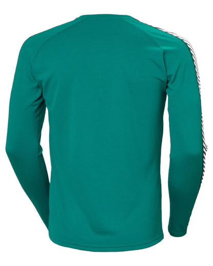 Signal Green Coloured Helly Hansen Mens Lifa Active Stripe Crew Base Layer on white background 