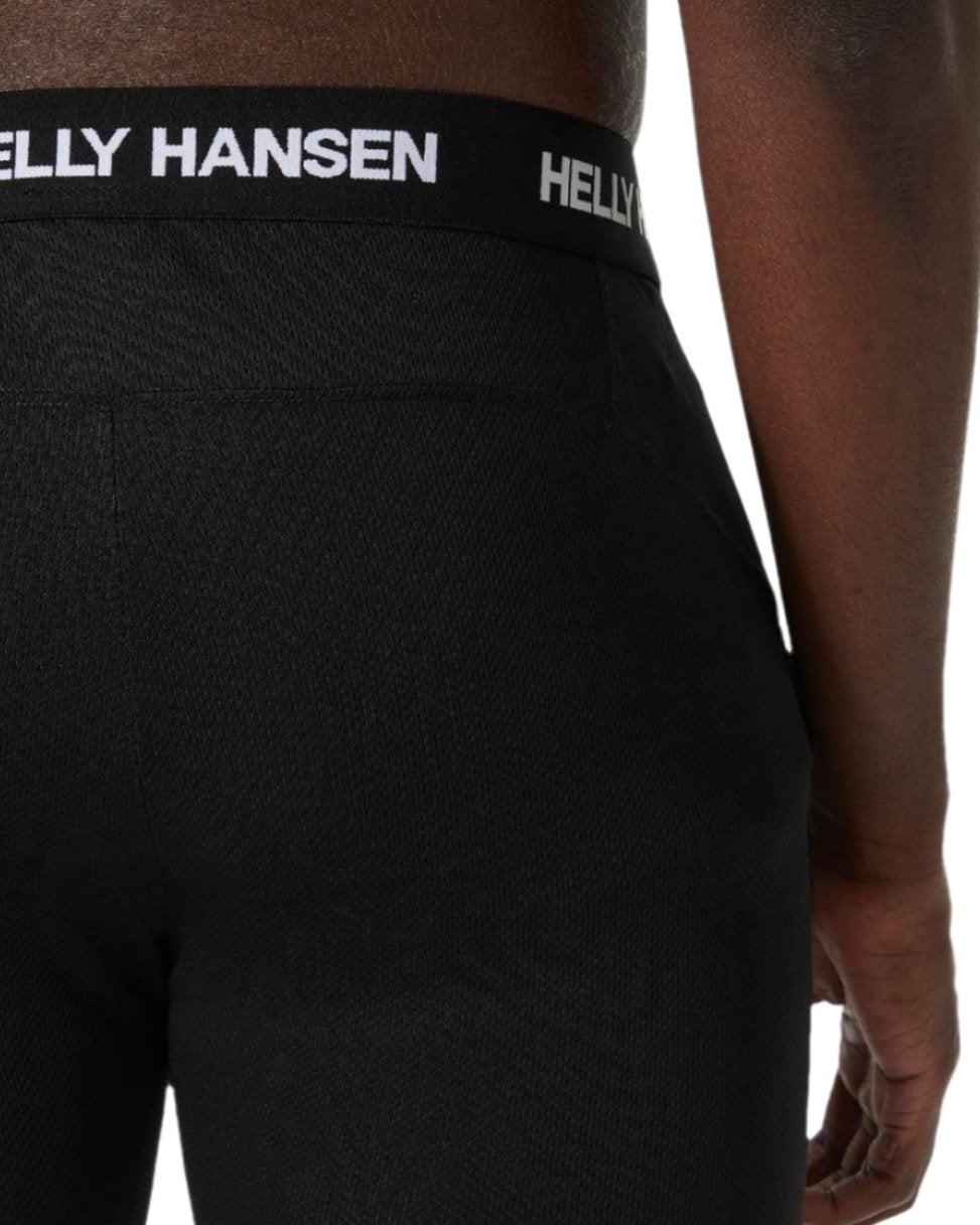 Black Coloured Helly Hansen Mens Lifa Lightweight Base Layer Pants on white background 