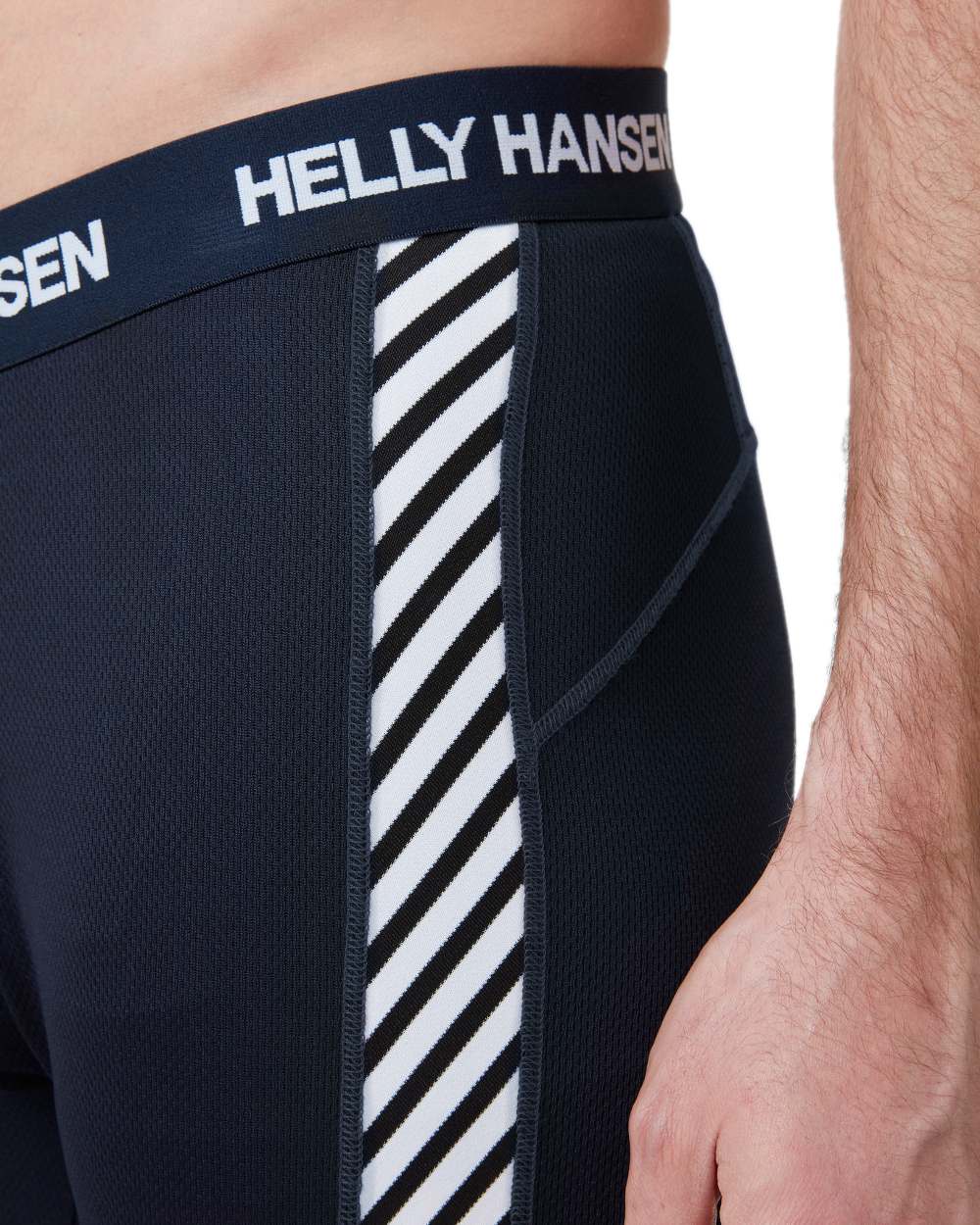 Navy Coloured Helly Hansen Mens Lifa Lightweight Base Layer Pants on white background 