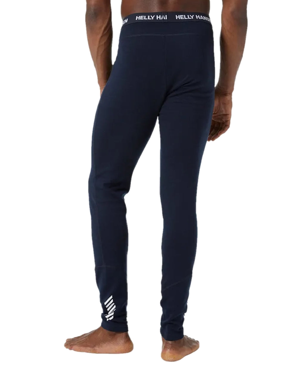 Navy Coloured Helly Hansen Mens Lifa Merino Midweight 2-In-1 Base Layer Pants on white background 