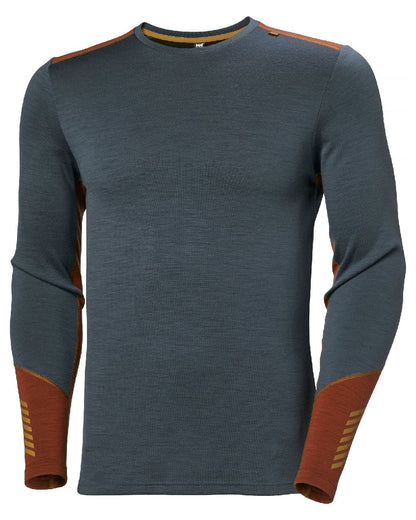 Alpine Frost Coloured Helly Hansen Mens Lifa Merino Midweight Crew Base Layer on white background 