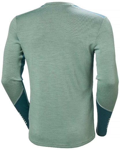 Cactus Coloured Helly Hansen Mens Lifa Merino Midweight Crew Base Layer on white background 