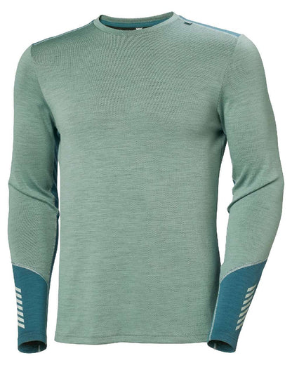 Cactus Coloured Helly Hansen Mens Lifa Merino Midweight Crew Base Layer on white background 