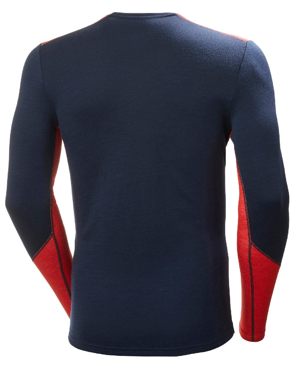 Navy Coloured Helly Hansen Mens Lifa Merino Midweight Crew Base Layer on white background 