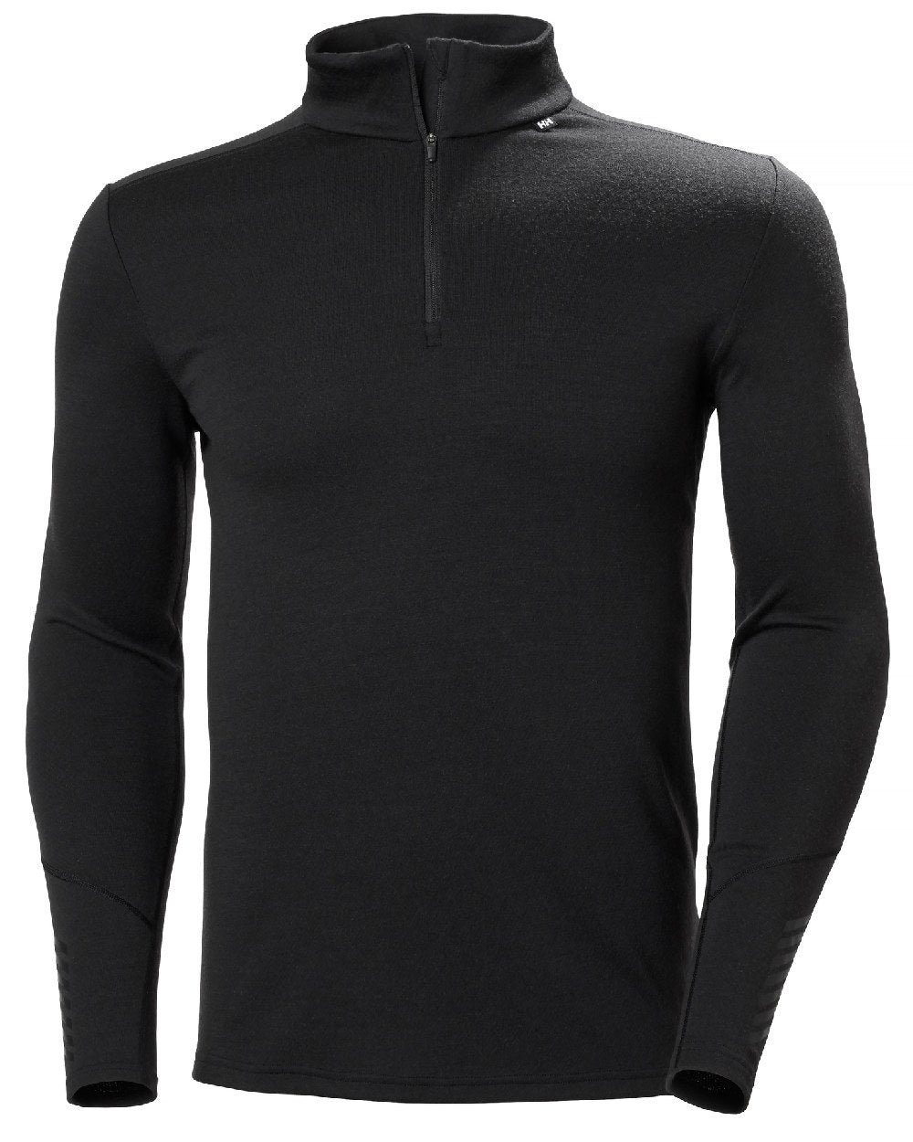 Black Coloured Helly Hansen Mens Lifa Merino Midweight Half-Zip Base Layer on white background 