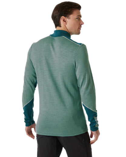 Cactus Coloured Helly Hansen Mens Lifa Merino Midweight Half-Zip Base Layer on white background 