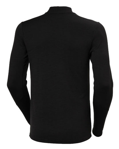 Black Coloured Helly Hansen Mens Lifa Merino Midweight Logo Base Layer on white background 