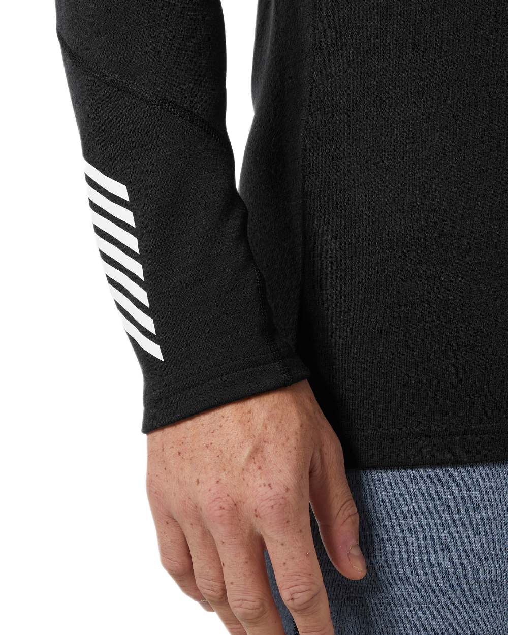 Black Coloured Helly Hansen Mens Lifa Merino Midweight Logo Base Layer on white background 