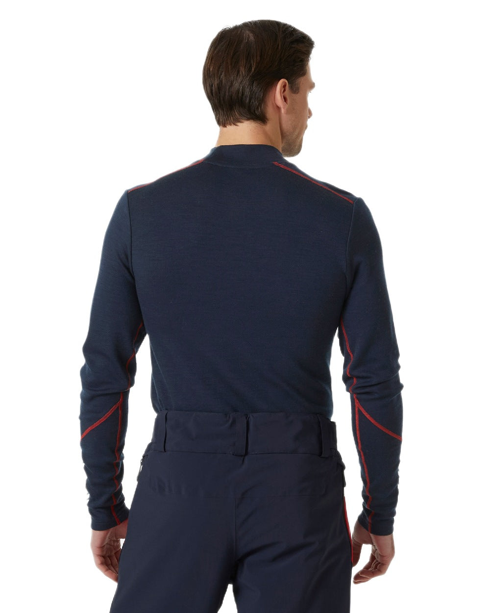 Navy Coloured Helly Hansen Mens Lifa Merino Midweight Logo Base Layer on white background 