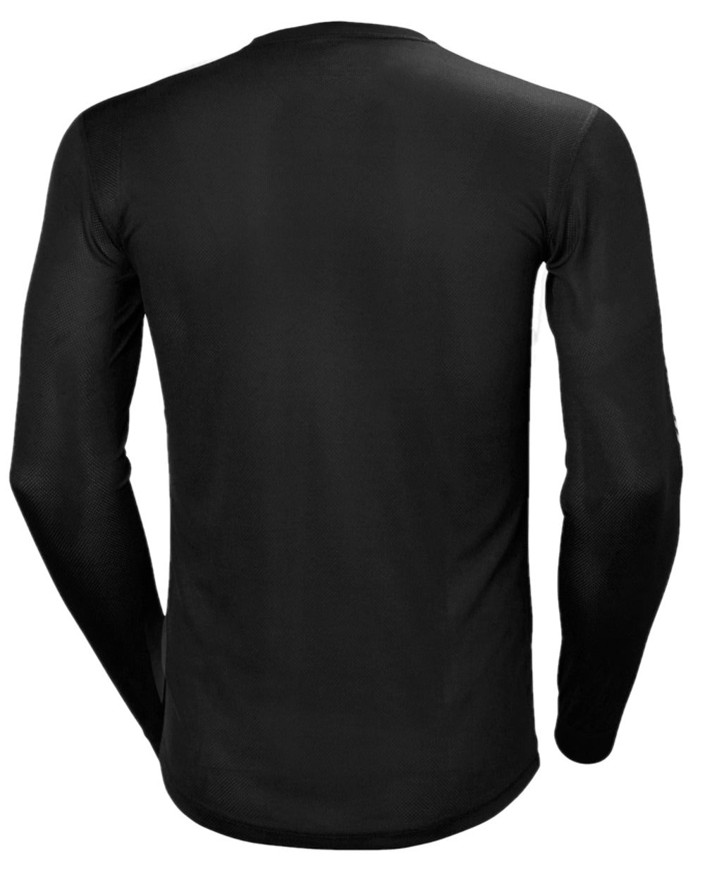 Black Coloured Helly Hansen Mens Lifa Stripe Long Sleeve Crew Base Layer on white background 