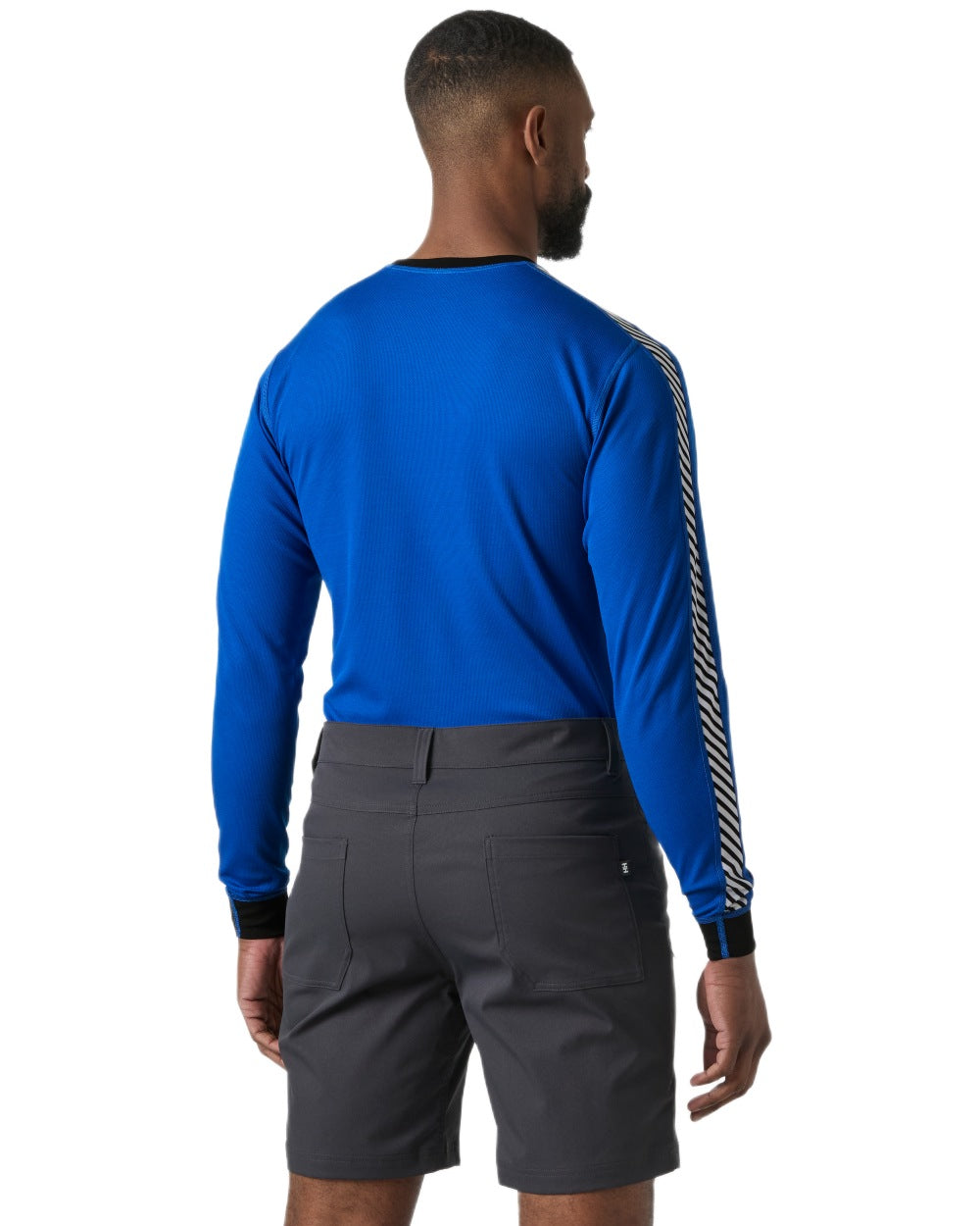 Cobalt 2 Coloured Helly Hansen Mens Lifa Stripe Long Sleeve Crew Base Layer on white background 