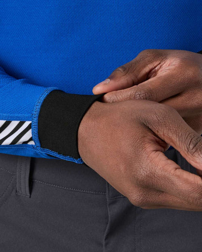 Cobalt 2 Coloured Helly Hansen Mens Lifa Stripe Long Sleeve Crew Base Layer on white background 