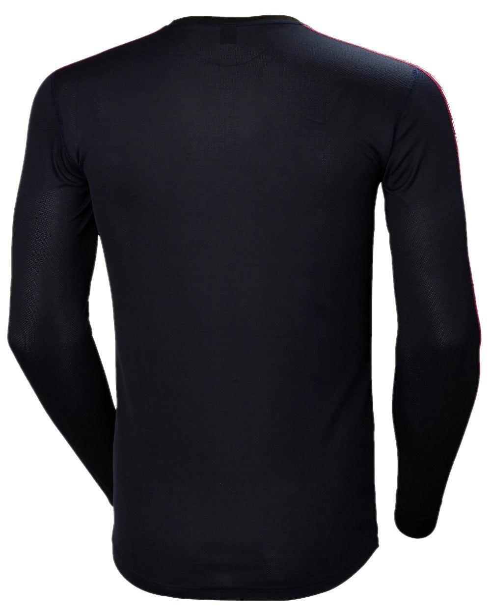 Navy Coloured Helly Hansen Mens Lifa Stripe Long Sleeve Crew Base Layer on white background 