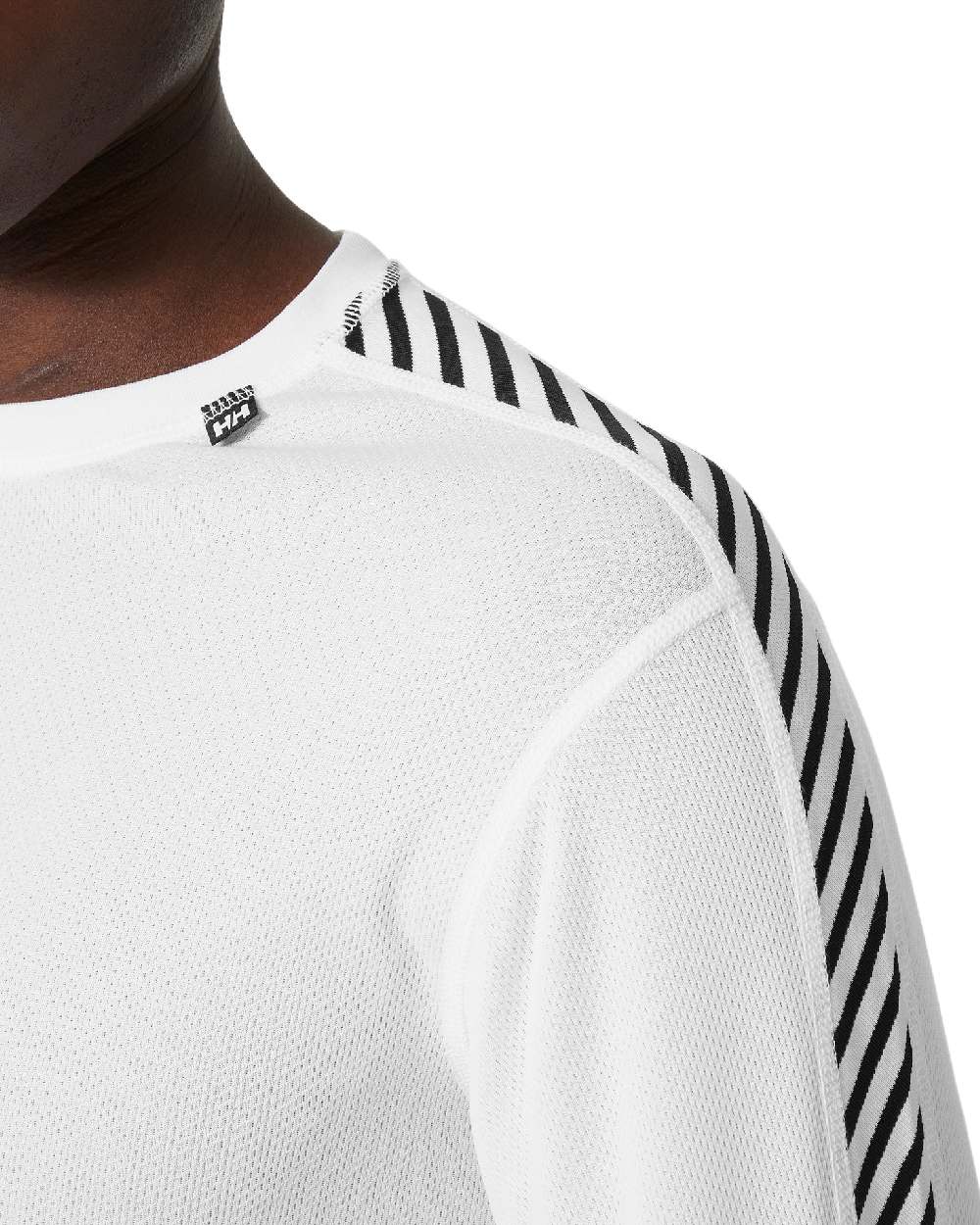 White Coloured Helly Hansen Mens Lifa Stripe Long-Sleeve Crew Base Layer on white background 