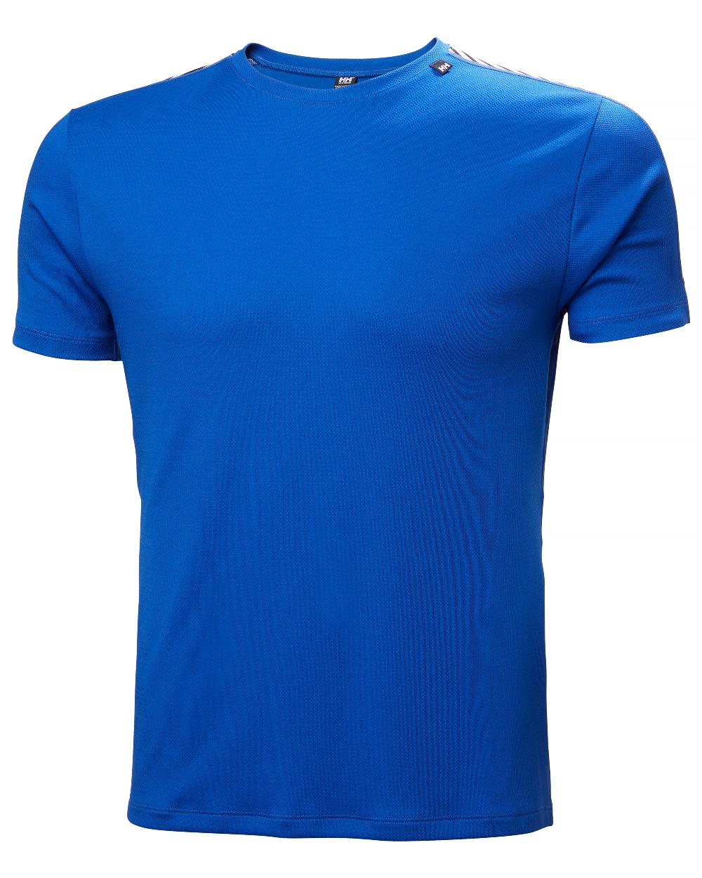Cobalt 2 coloured Helly Hansen Mens Lifa T-Shirt on white background 