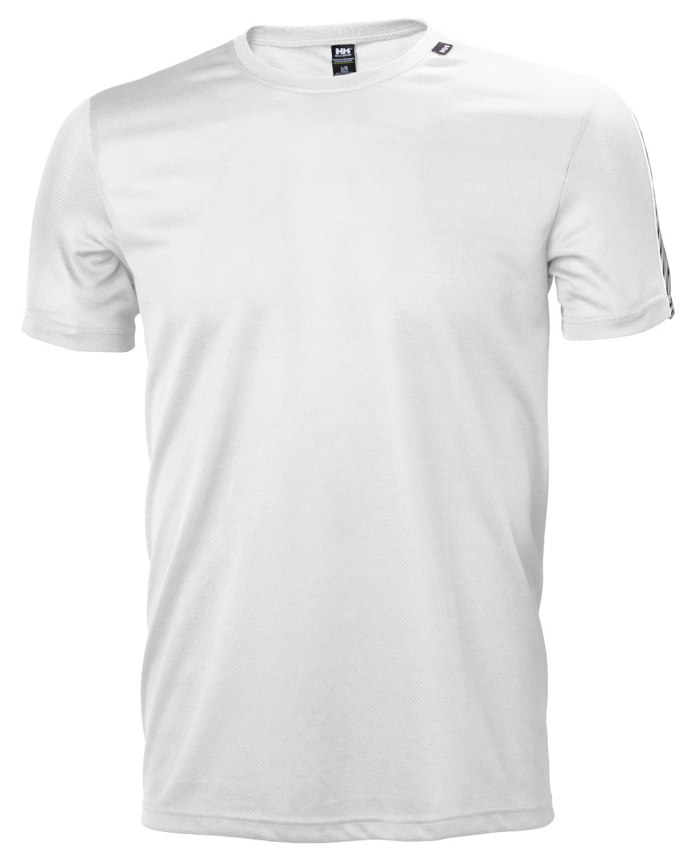 White coloured Helly Hansen Mens Lifa T-Shirt on white background 