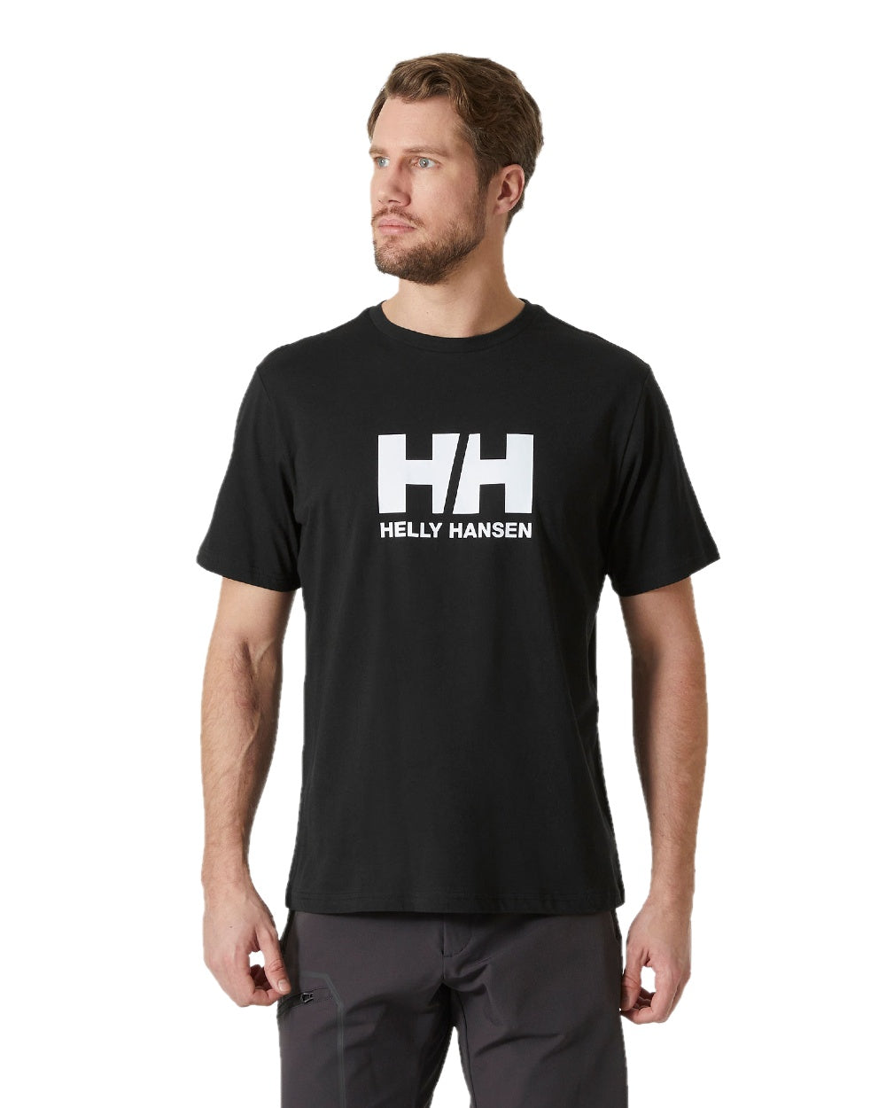Black coloured Helly Hansen Mens Logo T-Shirt 3.0 on white background 