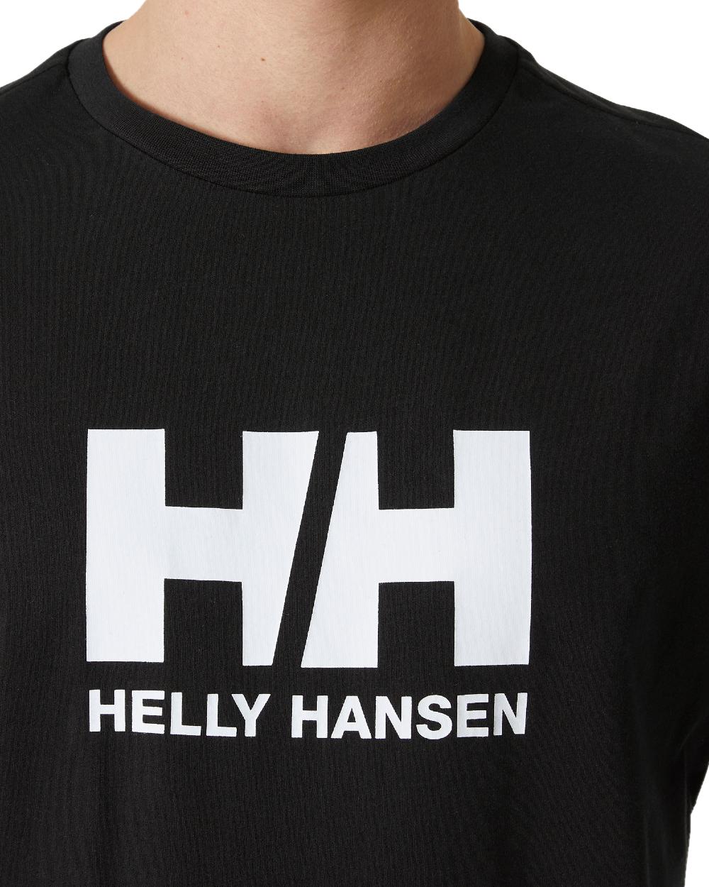 Black coloured Helly Hansen Mens Logo T-Shirt 3.0 on white background 