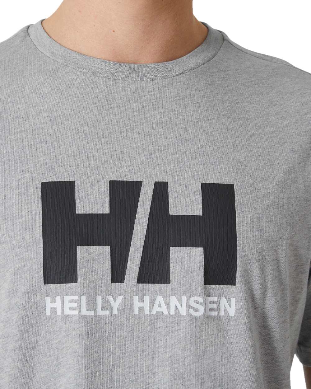 Grey Melange coloured Helly Hansen Mens Logo T-Shirt 3.0 on white background 