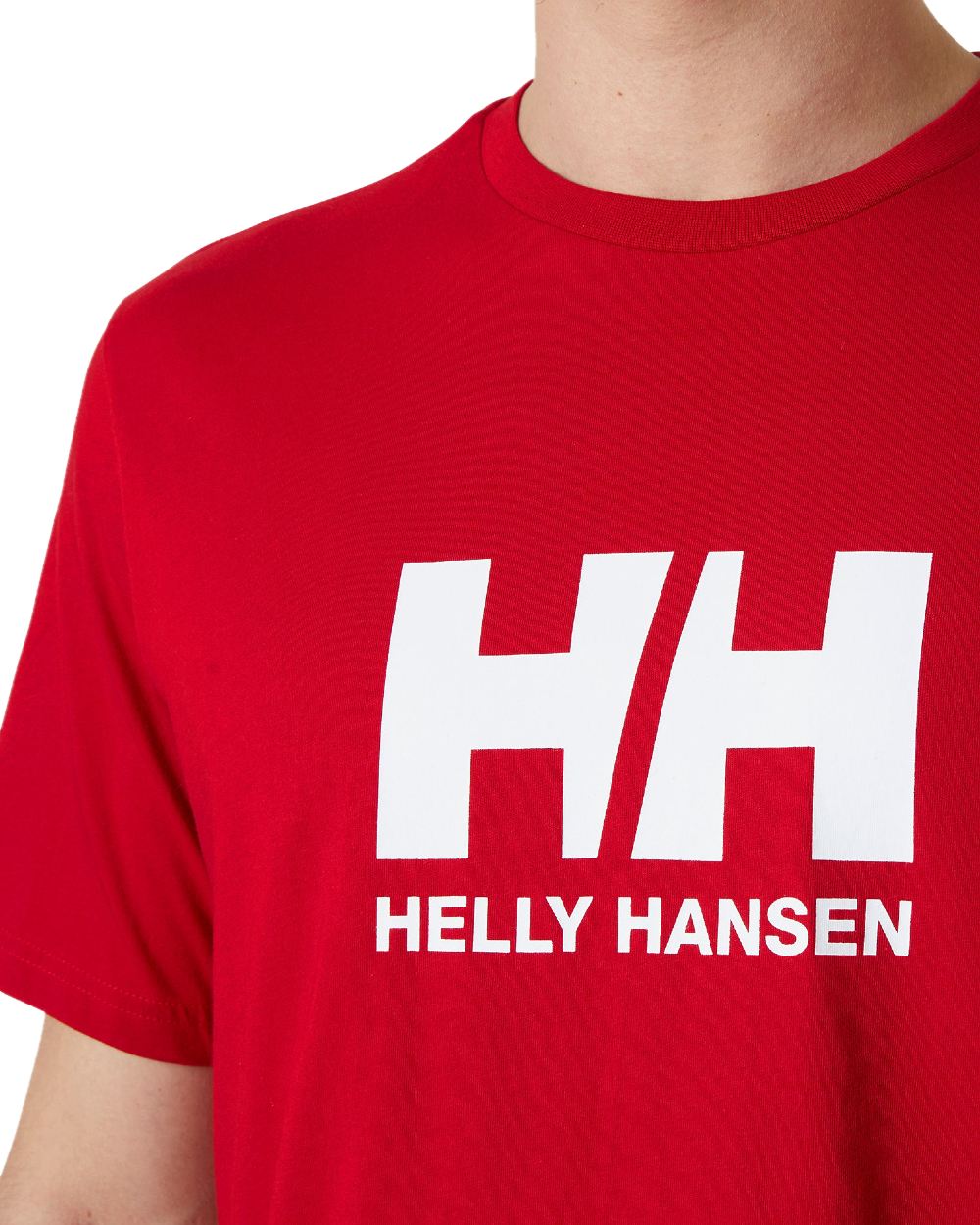 Red coloured Helly Hansen Mens Logo T-Shirt 3.0 on white background 