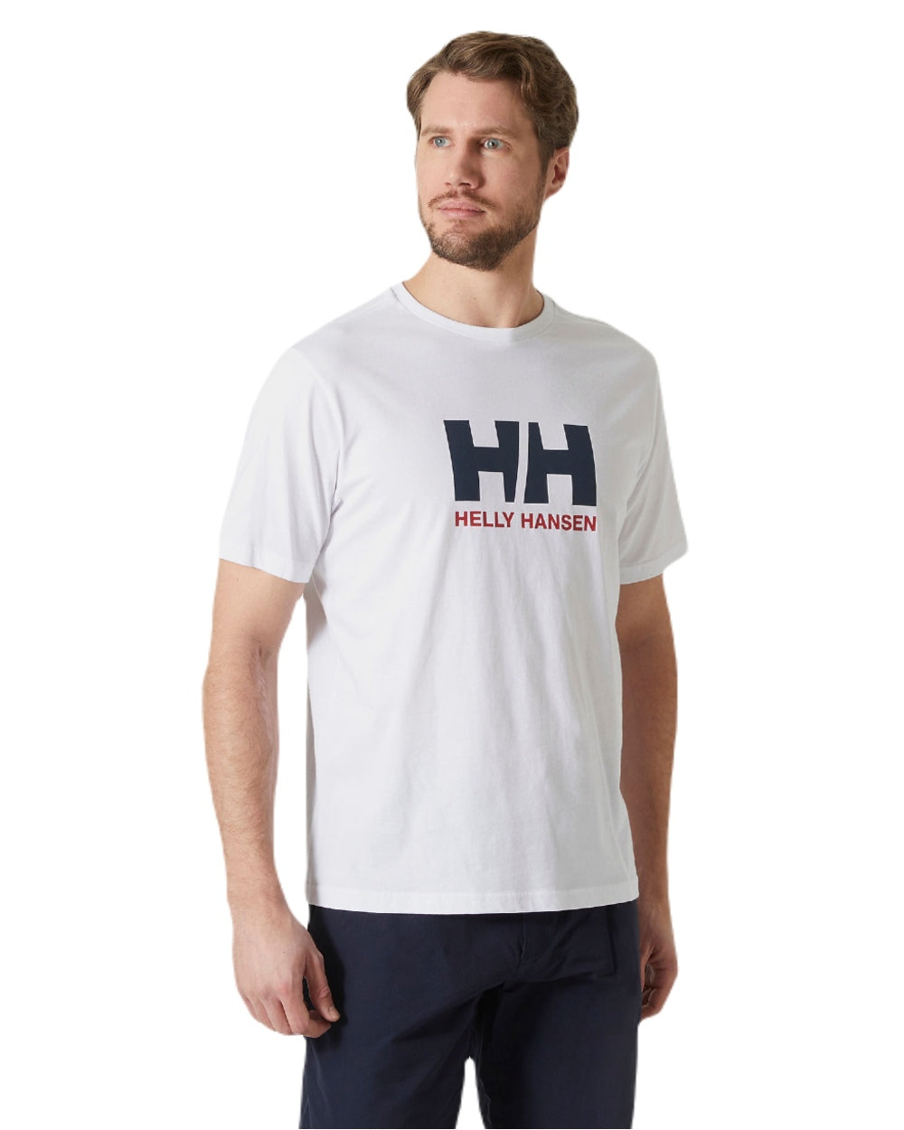 White coloured Helly Hansen Mens Logo T-Shirt 3.0 on white background 