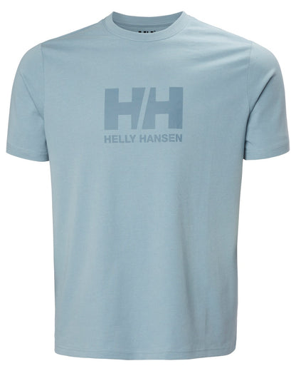 Windy Blue coloured Helly Hansen Mens Logo T-Shirt 3.0 on white background 