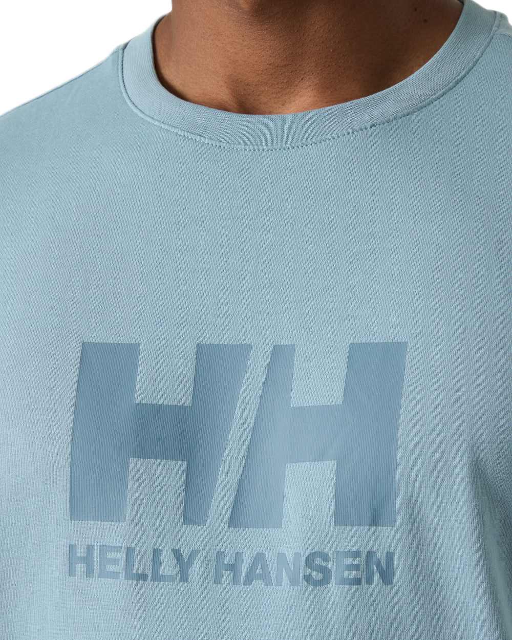 Windy Blue coloured Helly Hansen Mens Logo T-Shirt 3.0 on white background 